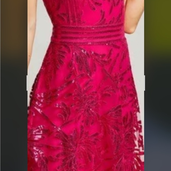 Tadashi Shoji Vibrant Pink Lace Prom Dress